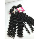 Màu đen 100% Brazil Virgin Remy Hair Deep Wave 3 Gói với 13x4 Ren phía trước