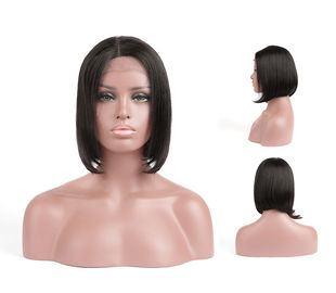 Tóc ngắn màu đen của con người Ren phía trước Tóc giả Bob thẳng 10 Iches - 18 inch